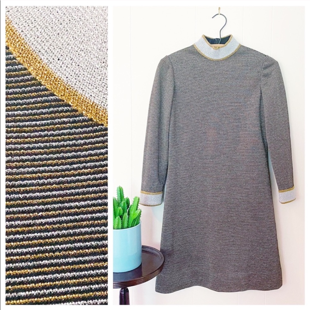 ❌SOLD❌VTG 60s/70s Giamo Jr Mod Metallic Knit Shift Dress